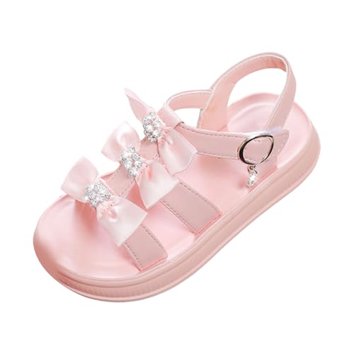 IWIHMIV Girls Sandals Open Toe Cute Bow Princess Sandals Comfortable Flat Soft Soled Summer Dress Shoes for Toddler