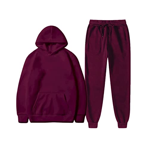 Sweat à capuche et pantalon en polaire pour cocooning d'hiver ensemble rouge vin M