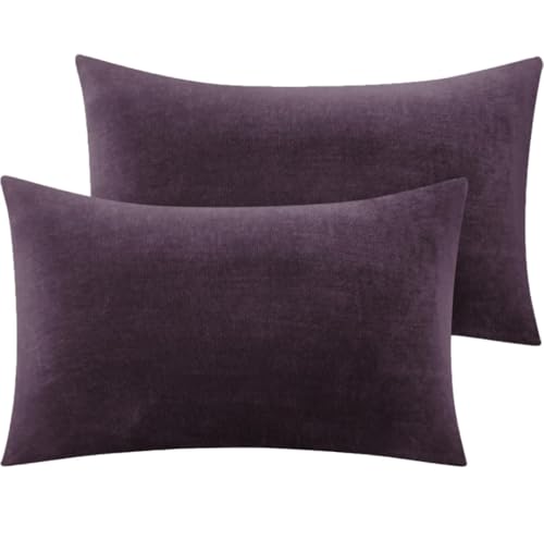 Image of Sands Premium Ultra Soft Woollen Pillow Cover Set of 2 for Winter with Zipper Closure, Cozy Pillow Case Perfect for Warmth, Flannel Warm Pillowcases, King size-18X28 Inches (Purple)