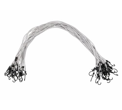 Mytee Products (50 Pcs) 72” Heavy Duty Adjustable Bungee Cords with Hook - Polypropylene (PP) Bungee Cords for Outdoor Camping, Household - Extendable Upto 108 inches