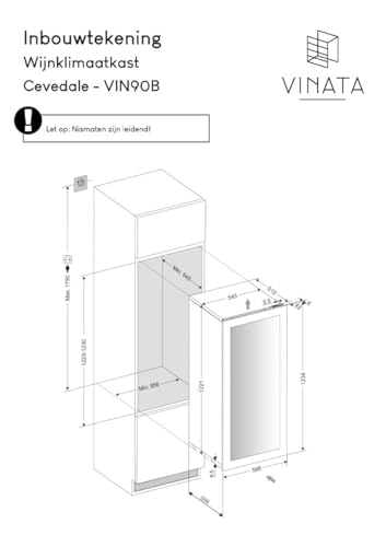 Vinata Cevedale Weinklimaanlage Einbau - Schwarz - Weinkühlschrank 65 Flaschen - 122.1 x 59.2 x 56 cm - Weinschrank Glastür 4 Vinata Cevedale Weinklimaanlage Einbau - Schwarz - Weinkühlschrank 65 Flaschen - 122.1 x 59.2 x 56 cm - Weinschrank Glastür