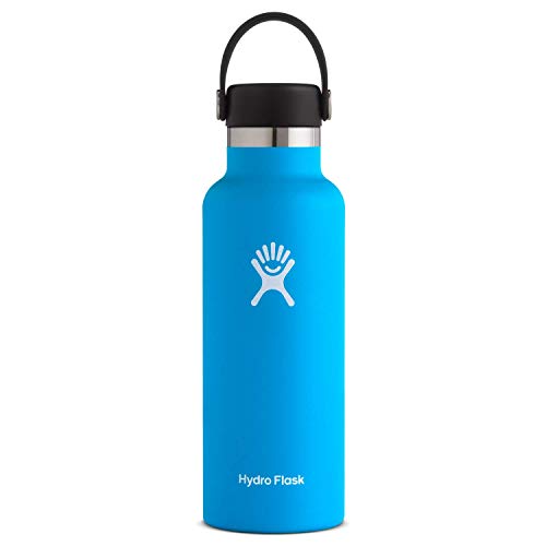 Hydro Flask Trinkflasche 532 ml (18 oz), Edelstahl und vakuumisoliert, Standard-Öffnung mit auslaufsicherem Flex Cap, Pacific