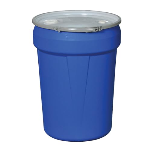 Eagle Plastic Drum, 30 Gallon Drum, DOT Compliant, Made in USA, Blue | High-Density-Polyethylene, Open Head Lab Pack Drum, Metal Lever-Lock with Bung Lid, Hazardous Material Storage, Transport