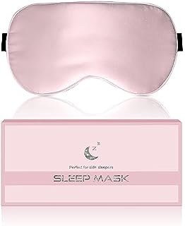 Aosun Silk Sleep Mask, Eye Mask, 22Momme 100 Percent Pure Mulberry Silk Blackout Anti-Allergy Natural Silk Eye Mask with Adjustable Headband, Suitable for Men and Women, Black, 1