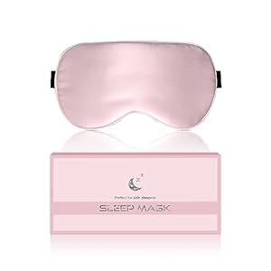 Masque de Nuit, Masque de Sommeil Antiallergique et Occultant en Soie Pure à 100%, Avec Bandeau Réglable, Convient Aux Hommes et Aux Femmes (Rose)