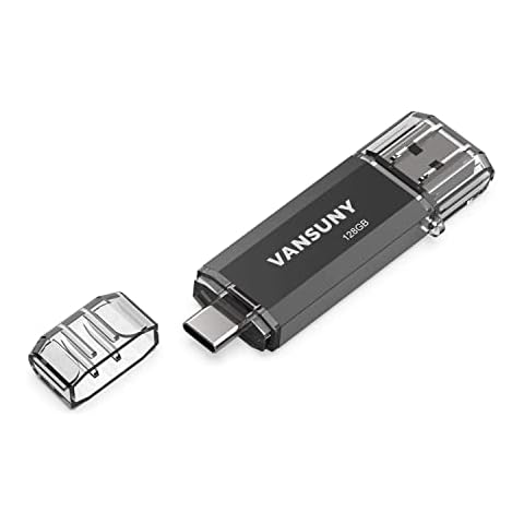 Vansuny 128GB Type C Flash Drive 2 in 1 OTG USB 3.0 + USB C Memory Stick Cover
