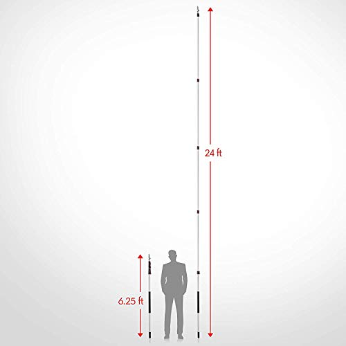 Extension Pole - 24 Foot Premium Telescopic Pole with Universal Multi-Angle Metal Threaded Tip