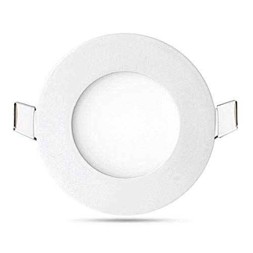 Aolyty Ultra Thin 3W 3" LED Ceiling Panel Light Recessed Round Downlight 3000K for Home, Office, Mall, Low Energy Consumption Non Dimmable with Driver