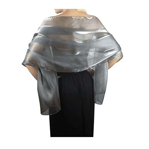 ZZSRJ Elegant Wedding Shawl 170 * 70 Silver Party Evening Dress Shawl Bride Bridesmaid Silk Shawl Solid Color Scarf (Color : Dark Gray)