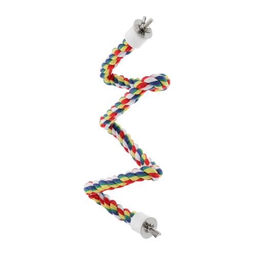 KESYOO Colorful Cotton Rope Parrot Ladder Rotating Swing Climbing Stand for Birds Versatile Chewing Perching for Parakeets and Cockatiels Easy to Install Activity Boosting