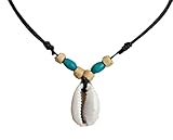  COLLAR CONCHA COWRIE MADERA DE COCO AJUSTABLE L32