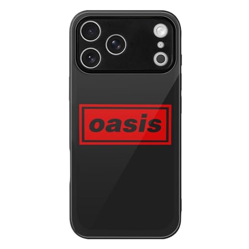 iPhone17 Pro Max用ケース オアシス OASIS バンド スマホケース 背面 強化ガラス アイフォン17 Pro Maxカバー ワイヤレス充電対応 耐衝撃 全面保護 軽量 脱着簡単 傷汚れ防止 指紋防止 かわいい おしゃれ 贈り物