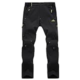 [KEFITEVD] 防寒パンツ メンズ 冬用 作業着ズボン 撥水 キャンプウェア フリースズボン カーゴパンツ ストレッチ 防風パンツ 保温 黒 ブラック JP L