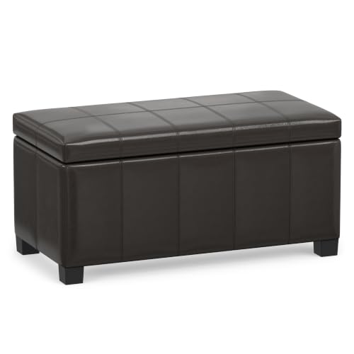 SIMPLIHOME Dover Vegan Leather Storage Ottoman