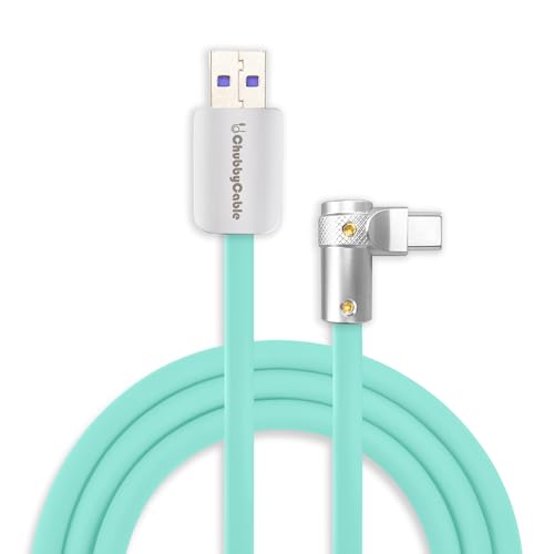 chubbycable 120W Charging Cable 90° USB C to C Cable, Light Blue, 16.4FT