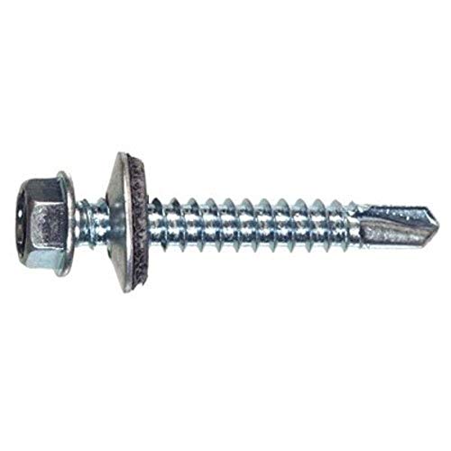 The Hillman Group 47265 1/4-14 x 1-Inch Hex Washer Head Self Drilling Screw with Washer