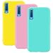 Produktbild Misstars Silikon Hülle für Galaxy A7 2018, Ultra Dünn Matt Weich TPU Handyhülle im Candy Design Stoßfest Anti-Kratz Schutzhülle für Samsung Galaxy A7 2018 A750, Gelb+Rosa+Blau