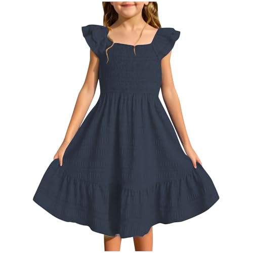 Girls Summer Dress Sleeveless Smocked Sundress Casual A Line Swing Dresses Flowy Party Dress Beach Vacation Outfits