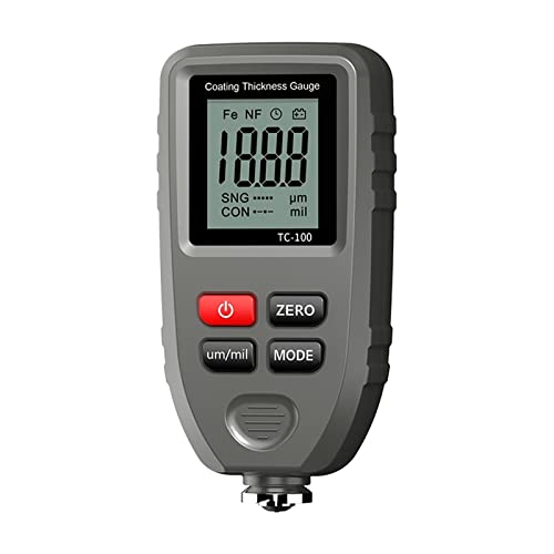 TC100 Coating Thickness Gauge 0.1micron/0-1300 Car Paint Film Thickness Tester Measuring FE/NFE Paint Tool More powerful and efficient(Gris)