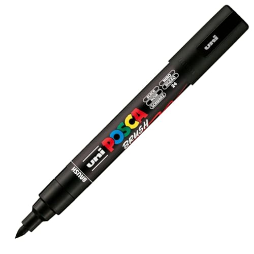 POSCA - Marqueur Brush PC5BR - Pointe Semi-Flexible moyenne 1-4 mm - Peinture Acrylique à Base d'Eau et Pigments - Uni Mitsubishi Pencil - Tout Support - 1...