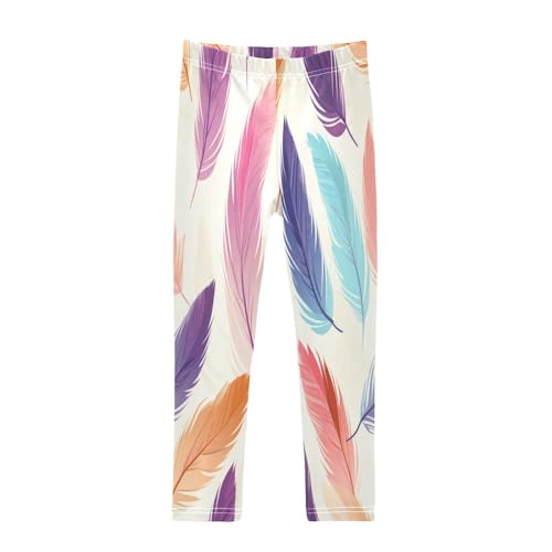 Bolaz Toddler Girls Leggings Printed Yoga Pants Leggings Purple Blue Feather for Kids