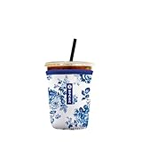 SIPCHIC Iced Coffee Sleeve β Neoprene Reusable Cup Sleeves for Drinks, Insulated Drink Sleeves to Keep Hands Dry & Drinks Cold, Stylish & Durable Coffee Sleeves (Blue Porcelain Bloom, Small: 16-20oz)