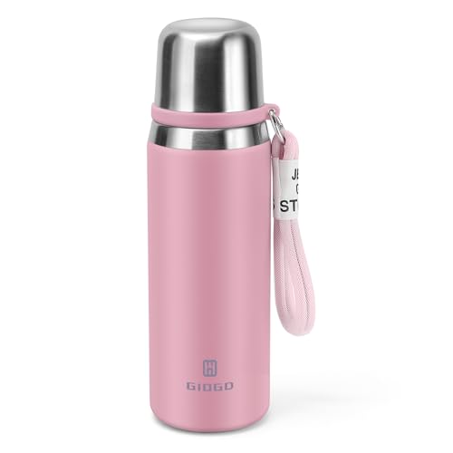 Stainless Steel Flask with Cup 700ml/23.6oz Vacuum Insulated Thermo Bottle Keep hot and Cold Water Bottles Coffee flasks.(Pink)