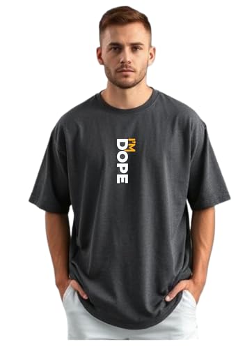 Image of URGEAR Men's Oversized Casual Stylished Printed Cotton Blended Round Neck T-Shirt