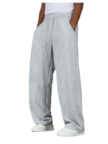 SHENHE Men's Baggy Sweatpants Open Bottom Wide Leg Loose Sweat Pants Lounge Workout Pants