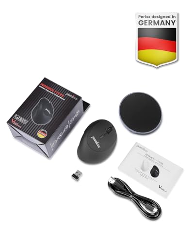 Ratón vertical inalámbrico Perixx PERIMICE-719RX recargable de 2.4 GHz negro con base 6
