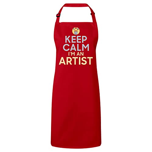 Tablier cuisine rouge Keep Calm Artist parodie protection vêtement bavette bavette