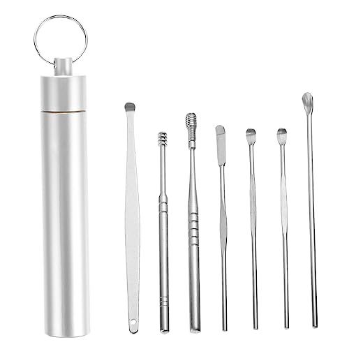 DECOMELODY 7個 ステンレス製耳かき点 耐食性素材 持ち運び収納ケース付き 耳垢除去用ノンスリップイヤースプーン 耳 機能付き から大人まで対