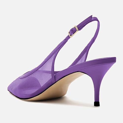 Image of Mesh Kitten Heels for Women Slingback Design with Pointed Toe Breathable and Stylish Elegant Low Heel for Comfort