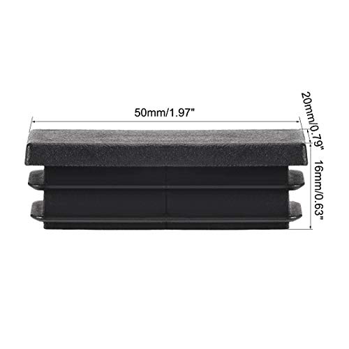 Tapa rectangular de polipropileno para patas de muebles negros uxcell, protector de suelo 3