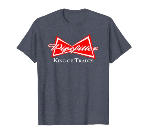 Funny Pipefitter Design King of Trades Steamfitter Plumber T-Shirt, Men, Heather Blue, 5X-Large