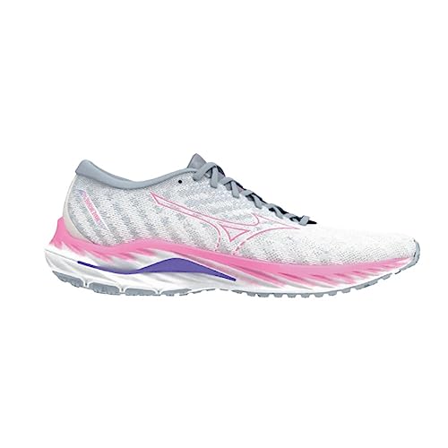 Mizuno Shoe Wave Inspire WOS, Shoes Unisex Adulto, SnowWhite/High-Vis Pink/P.Punch, 38.5 EU