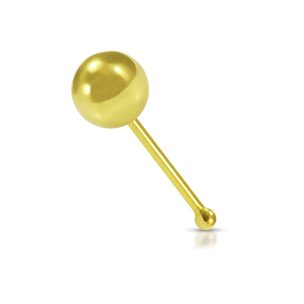 AZARIO LONDON Piercing para la nariz de oro amarillo macizo de 14 quilates, 3 mm
