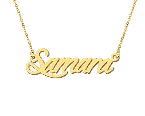 Aoloshow Samara Name Necklace Pendant Nameplate Tag Necklaces for Family Best Friend Birthday Gift