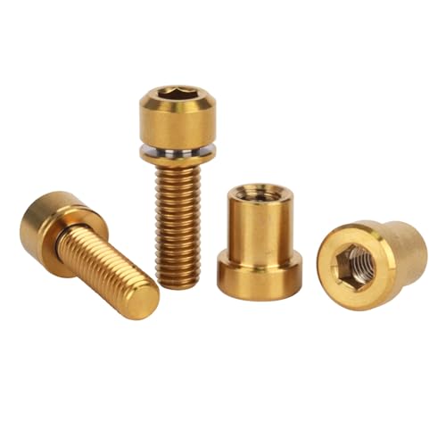 Image of Titanium Bolt M5x16 18 20mm with Washer Steerer Clamp Nut for Bicycle Stem Front Forking Lock Pack of 2 (Gold, M5x16mm)