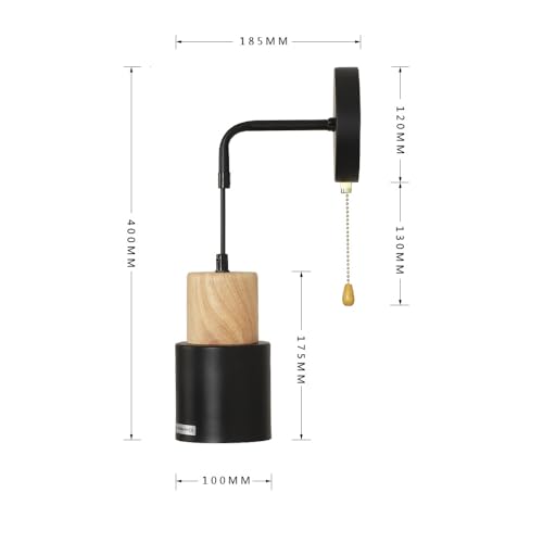 Image of Pull Chain Wall Sconce Light,Industrial Farmhouse Black Wall Wall Lamp Wall Light Fixture for Kitchen Island Mirror Bedroom Bathroom Hallway, BC09001