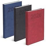 evelay 2026 Diary A4 Page a Day - Luxury Smooth Padded Cover with Ruled Pages - Daily Desk Planner Organiser for Home Office & School (Black)