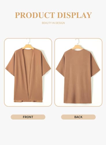 Image of Eytino Women Plus Size Lightweight Cardigan Half Sleeve Ribbed Knit Kimono Cardigans Tops(1X-5X)