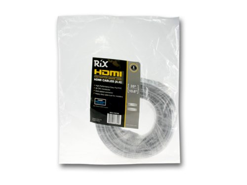 Rix Contractor Grade Long HDMI Cables, Flat Type (A-A), 35 ft, Gray