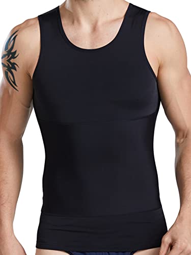HANERDUN Men Compression Shirt Slimming Body Shaper Vest Tummy Control Shapewear Abdomen Undershirt