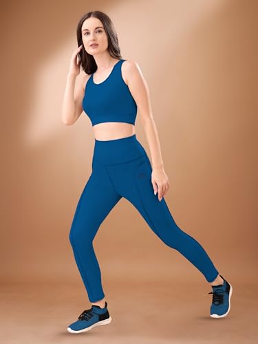 Image of High-Waist Track Suit, Co-ord Set for Women's, Gym wear 2-Piece Workout Set, Sports Bra and Bottom Set, Sports Running Suits, Yoga Wear