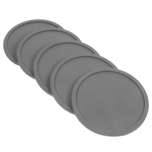 DECHOUS コースター シリコンコースター カップ 直径10cm 滑り止め コップマット 立体 吸水 断熱パッド おしゃれ シンプル 丸型 厚手 簡単に洗える「グレー・5個入」