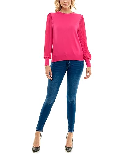 Image of Zac & Rachel Women's Sweater Knit + Pleated Chiffon Blouse