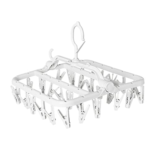 CHILDWEET Socks Clips Large Capacity Socks Hanger Coat Hangers Clothes Hangers Rv Clothes Drying Rack Pants Hangers Space-Saving Hanger Folding Trouser Hangers Clips for Hanging Hooks White