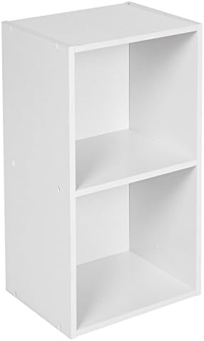 Homekind® White Wooden Storage Unit Cube 2 3 4 Tier Strong Bookcase Shelving Home Office Display Storage (2 Tier)
