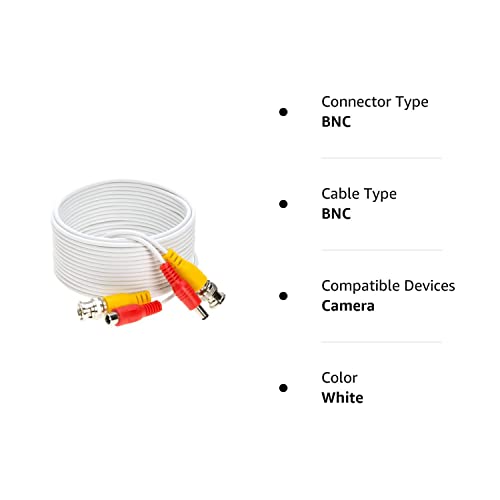 image for Cables Direct Online 50FT White Premade BNC Video Power Cable Extensio
